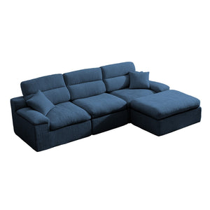 English Elm Corner Chenille Sectional Sleeper Sofa with High Back Support for Apartment Living Dark Blue W5532S00038