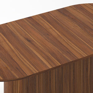 English Elm 55.11"-70.86" Extendable Dining Table with Sculpted Striped Legs Seats Six in Modern Style Walnut W757P411745