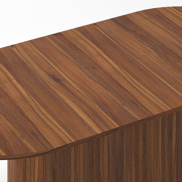 English Elm 55.11"-70.86" Extendable Dining Table with Sculpted Striped Legs Seats Six in Modern Style Walnut W757P411745