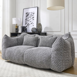 English Elm Soft Plush Foam Beanbag Chair for Two People, Square Recliner Sofa With Superfiber Comfort Embrace Grey W1996P252274
