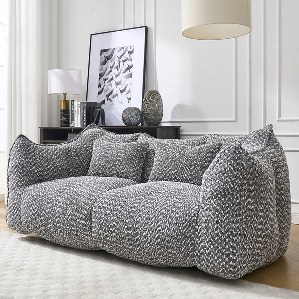 English Elm Soft Plush Foam Beanbag Chair for Two People, Square Recliner Sofa With Superfiber Comfort Embrace Grey W1996P252274