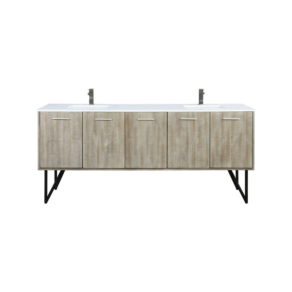 English Elm Rustic Acacia Double Bath Vanity 80" W X 20" D, Durable Cultured Marble Top & Gun Metal Faucet Set B2731P259721-GIGA