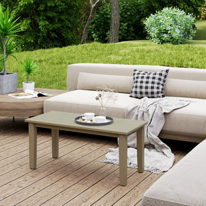 English Elm Outsunny Hdpe Slatted Rectangle Patio Coffee Table Weather Resistant Outdoor Brown W2225P485628