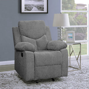 English Elm Grey Pillow Top Arms Glider Recliner with Pocket Coil Support, Plush Armrests & Tailored Modern Style B062P184511
