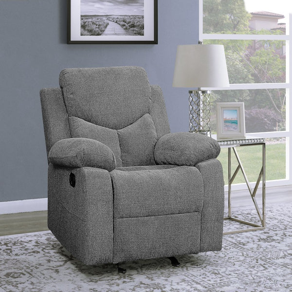 English Elm Grey Pillow Top Arms Glider Recliner with Pocket Coil Support, Plush Armrests & Tailored Modern Style B062P184511
