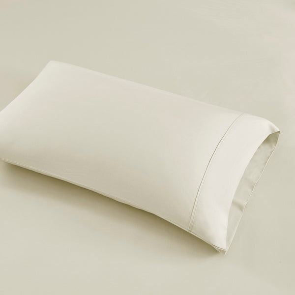 English Elm 4-piece Queen Sateen Cotton Blend Sheet Set for Cool Breathable Sleep Year Round Ivory B035P437433