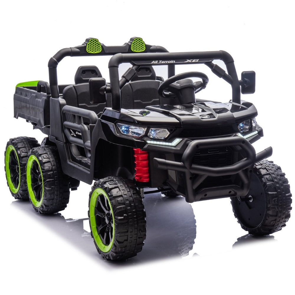English Elm 24v Two Seat Kids Electric Dump Truck Six Wheel 4wd Utv with Parental Remote Black W1578P268991