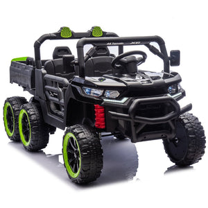 English Elm 24v Two Seat Kids Electric Dump Truck Six Wheel 4wd Utv with Parental Remote Black W1578P268991