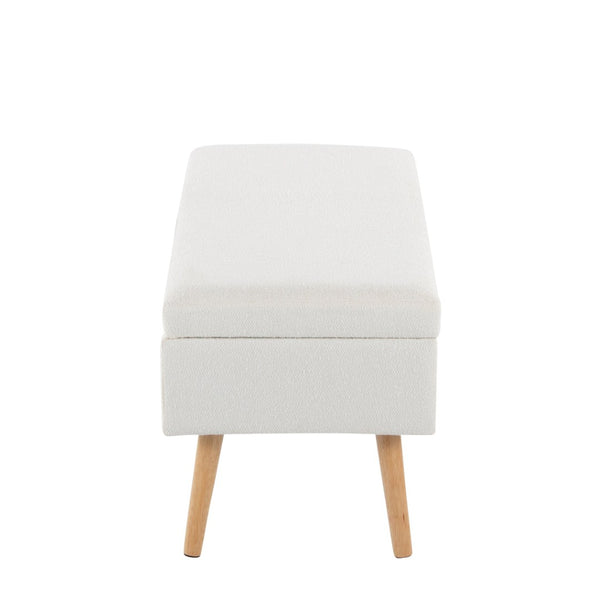 English Elm Storage Bench with Button Tufted Velvet Seat and Gold Tapered Legs for Bedroom B202P471493