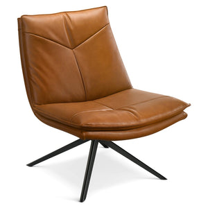 English Elm Oakland Mid-century Swivel Lounge Chair Vegan Leather Seat with X-pedestal Base B183P423280