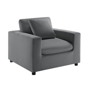 English Elm Caylie Modern Armchair with Plush Down-Fiber Cushions, Removable Covers, Solid Wood Legs Charcoal B050P409001