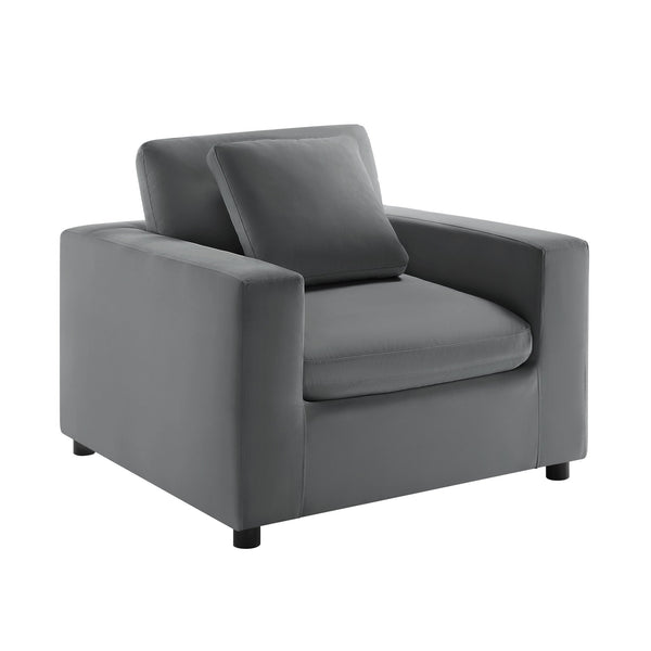 English Elm Caylie Modern Armchair with Plush Down-Fiber Cushions, Removable Covers, Solid Wood Legs Charcoal B050P409001