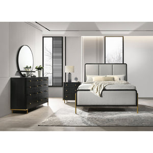 English Elm Anser Modern 4-Piece Queen Bedroom Set With Plush Upholstery, Ample Storage & Gold Accents B062S01257