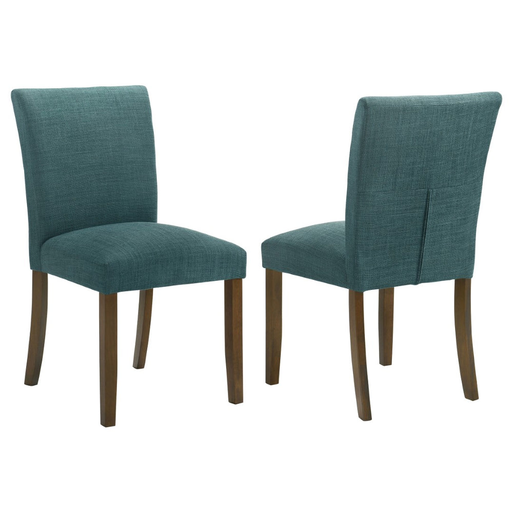 English Elm Conifer Teal Fabric Upholstered Dining Side Chairs with Rubberwood Legs Set of 2 B062P440997