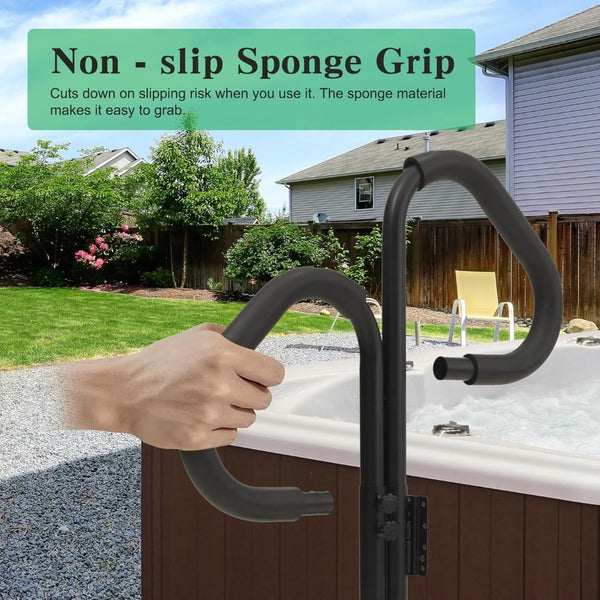 English Elm Two-way Aluminum Spa Handrail Swivel Safety Rail for Hot Tubs with 600 Lb Support W1859P429200