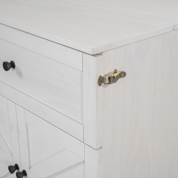 English Elm Queen Murphy Wall Bed with Usb Ports Storage Drawers and Cabinet Style Panel Front White N708S00006AAK