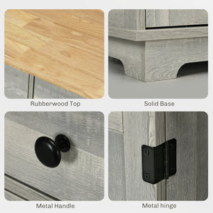 English Elm Homcom Versatile Sideboard With Solid Wood Top, Stylish Storage Cabinet For Dining & Entryway Use W2225P217372