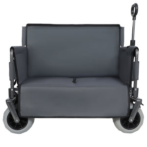 English Elm 3-in-1 Folding Utility Wagon Converts to Bench Seat with All-terrain Balloon Tires Gray W2932P312720