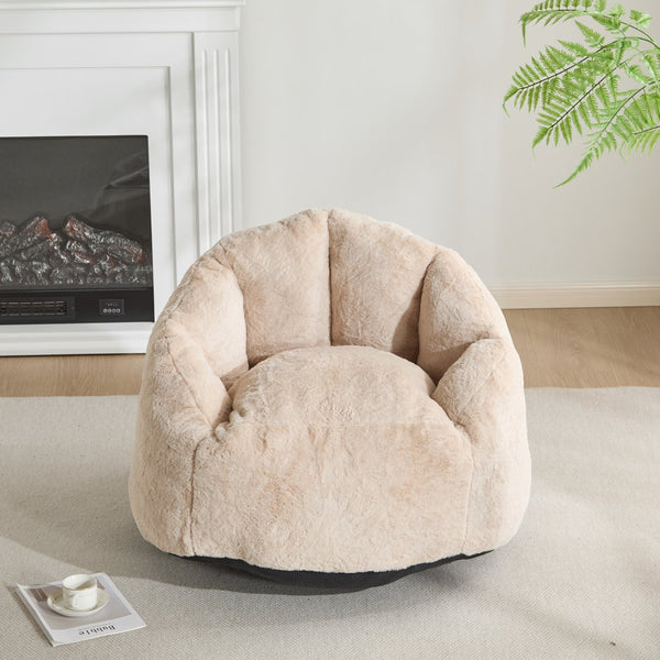 English Elm Christopher Knight Home® - Albi Velvety Beige Indoor Armchair-Style Bean Bag — Eco-Friendly Shredded Foam, Compact Cozy Accent N775P265487B