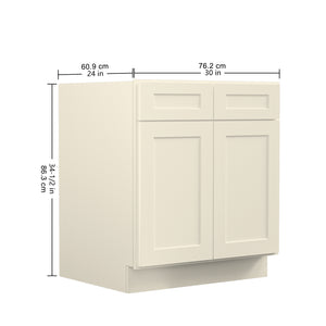 English Elm 30"in Antique White Plywood Sink Base Cabinet with Soft-Close Doors, Adjustable Shelf, Durable Finish T3210P296662