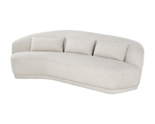 Sunpan Soraya Sofa - Curved Elegance for Modern Living Rooms with Stylish Wooden Frame and Cozy Pillows Dove Cream