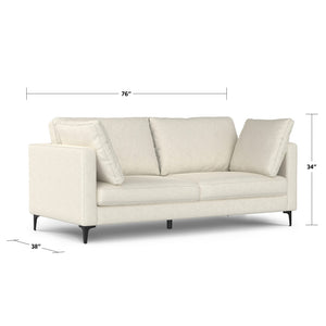 English Elm Ava Mid Century Sofa 76" — Eco-Friendly Performance Fabric, Plush Foam Cushions, Sturdy Metal Legs Cream B136P199276