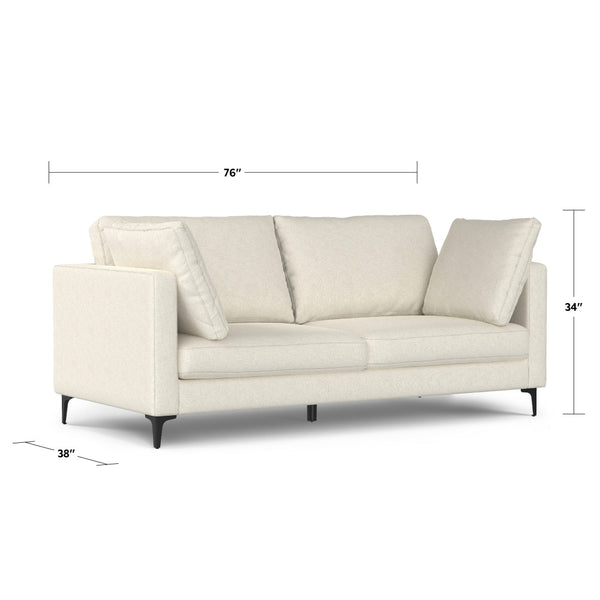 English Elm Ava Mid Century Sofa 76" — Eco-Friendly Performance Fabric, Plush Foam Cushions, Sturdy Metal Legs Cream B136P199276