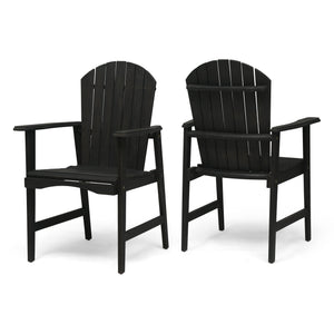 English Elm Christopher Knight Home® - Outdoor Acacia Wood Adirondack Dining Chairs Set of 2 — Weather-Resistant Patio Armchairs with Rustic Charm and Comfort DARK GREY 64844.00DGRY