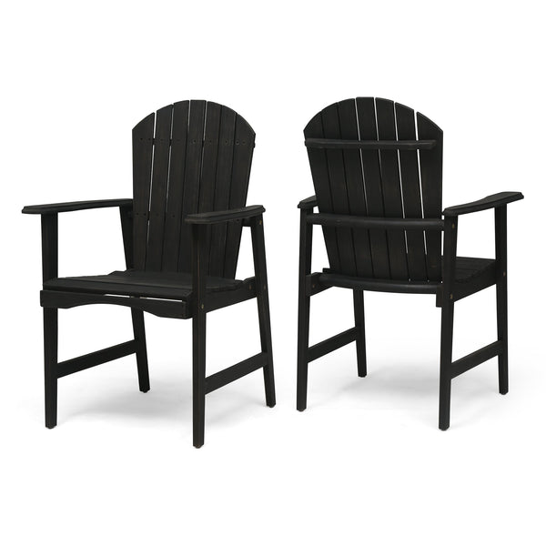 English Elm Christopher Knight Home® - Outdoor Acacia Wood Adirondack Dining Chairs Set of 2 — Weather-Resistant Patio Armchairs with Rustic Charm and Comfort DARK GREY 64844.00DGRY