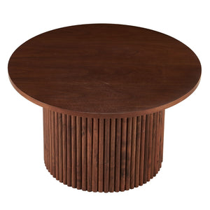 English Elm Walnut Wood Veneer Round Coffee Tabletop - 27.56 Inch Mid-Century Design For Stylish Living Spaces W1164P225857-GIGA