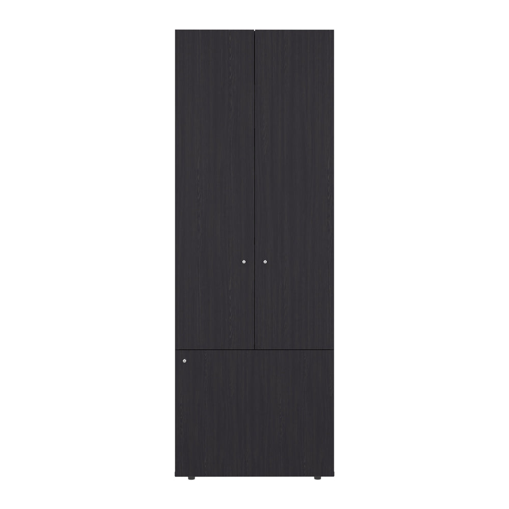 English Elm Home 3 Door Closet System Black – Compact Freestanding Storage with Five Fixed Shelves for Small Rooms and Laundry B070P351124