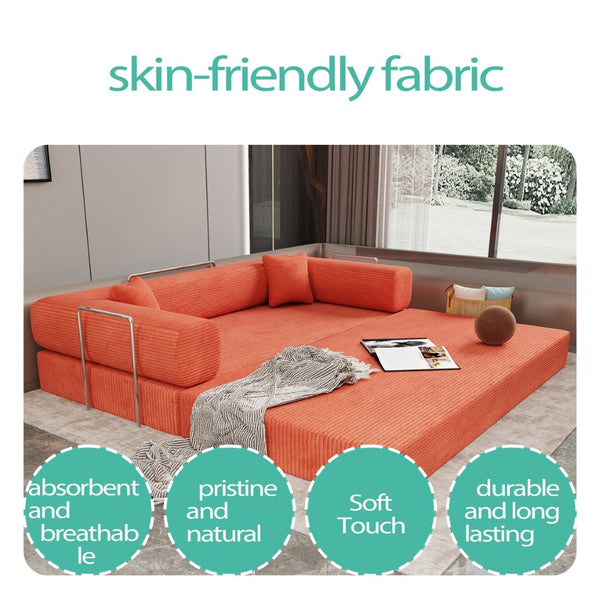 English Elm Double Convertible Corduroy Sleeper Sofa High Density Foam Wide Armrest Studio Bed W3064P245391