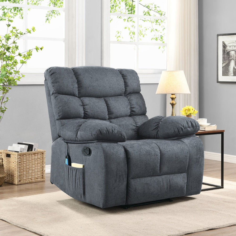 English Elm Christopher Knight Home® - MASSAGE Recliner Charcoal Fabric with 5 Modes, 2 Intensities, Tufted Contemporary Design & Remote 70412.00CHAR