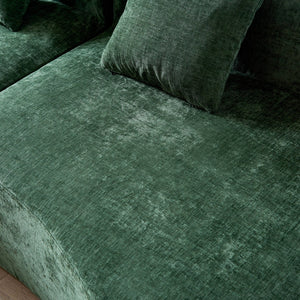 English Elm 111" L Shaped Cloud Sofa Plush Chenille Upholstered High Density Foam Apartment Living Room Green W1669S00056