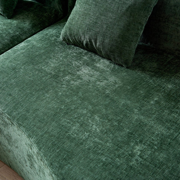 English Elm 111" L Shaped Cloud Sofa Plush Chenille Upholstered High Density Foam Apartment Living Room Green W1669S00056