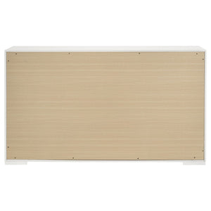 English Elm Pierce Six Drawer Diamond Embossed Dresser with Sleek High Sheen Finish for Modern Bedrooms Gloss White B062P447669
