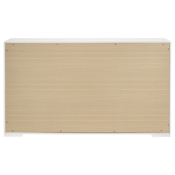 English Elm Pierce Six Drawer Diamond Embossed Dresser with Sleek High Sheen Finish for Modern Bedrooms Gloss White B062P447669
