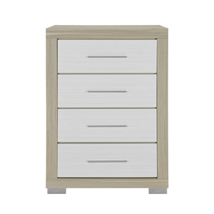English Elm ELSA Two-Tone Solid Wood Chest with Bar Handles and Spacious Drawers on Sturdy Block Style Legs Natural+White 34.33 L x 18.82 W x 49.65 H B201P347835