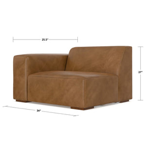 English Elm Rex Left Arm Sofa Module - Luxurious Caramel Brown Leather, Modern Comfort, And Customizable Design B136P199274-GIGA