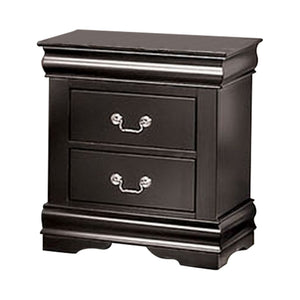 English Elm Ryla Solid Wood Two Drawer Nightstand with Dovetail Joinery and Bracket Feet in Matte Black Nickel B056P416911