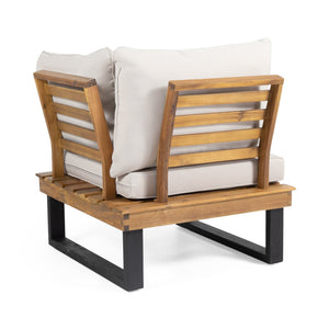 English Elm Christopher Knight Home® - Sebastian 4-Piece Modular Sofa Set – Handcrafted Acacia Wood, Beige Water-Resistant Cushions, Indoor/Outdoor 68823.00-68824.00_69414.00BGE