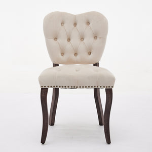 English Elm French Vintage Tufted Upholstered Dining Chair with High-Density Foam, Solid Wood Frame, 300lb Capacity Beige W1143P214540