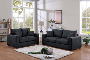 English Elm Contemporary Corduroy Sofa and Loveseat Set with Square Arms for Living Room B011S02223