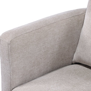 English Elm Sutton Upholstered Linen Swivel Barrel Chair with Pocket Coil Seat, Reversible Cushions & Stain-Resistant Fabric Beige B050P322583