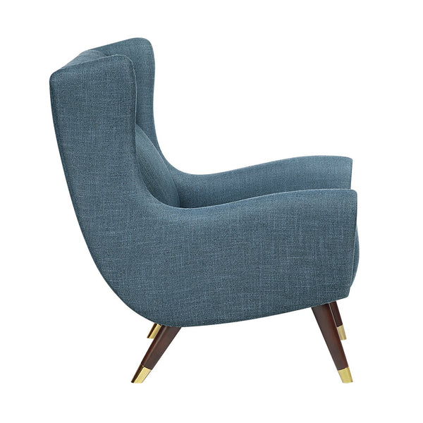 English Elm Modern Wingback Upholstered Accent Chair with Solid Wood Frame, Gold-Tip Legs, Plush Pocket Coil Comfort Blue 30.5 L x 33.5 W x 32 H B011P393056