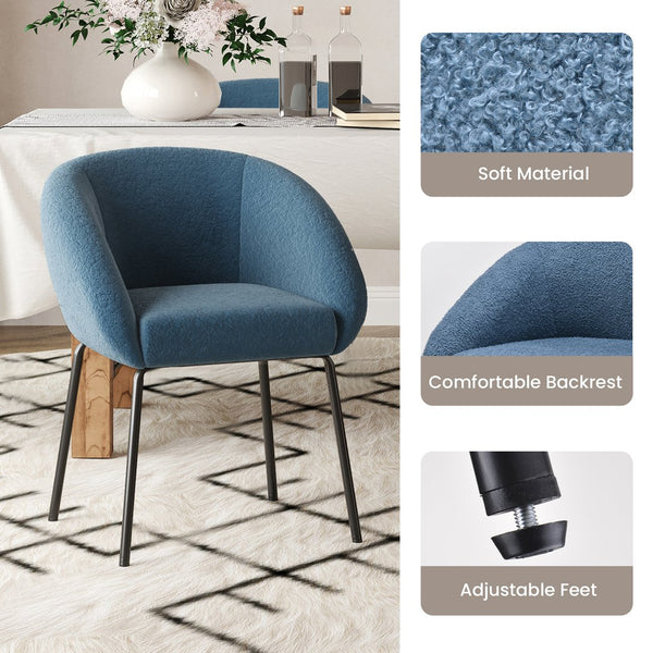 English Elm Kitchen Mid-Century Dining Chairs Set of 2 with Rattan Backrest, Cantilever Aluminum Legs, 300lb Capacity Blue T3623P408497