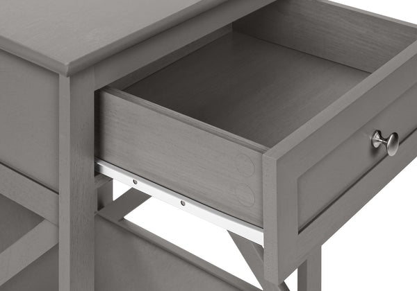 English Elm Accent Table - Transitional 2-Tier Side Table With Storage Drawer In Antique Grey For Bedroom & Living Room B2710P219488