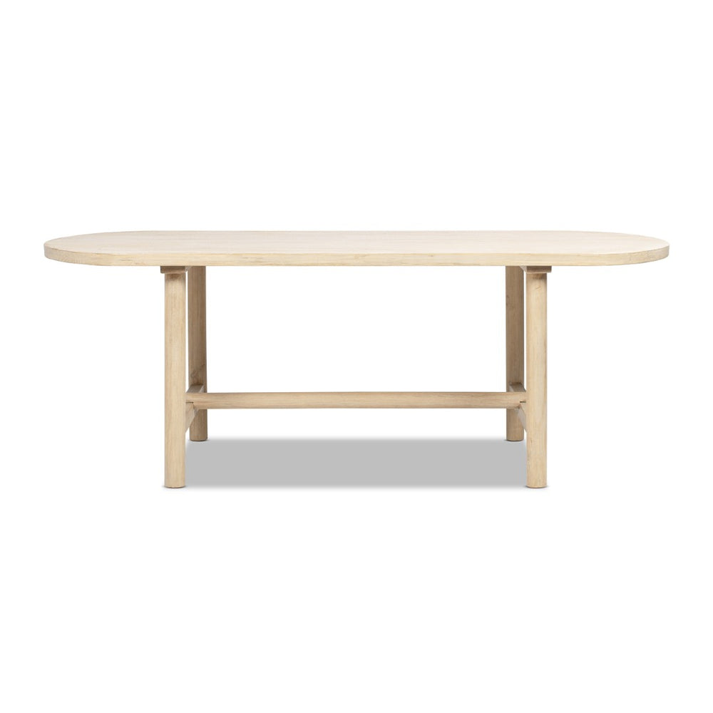 English Elm Milo Oval Reclaimed Pine Dining Table Seats 8 with Cerused Finish Open Stretcher Base B2719P485498