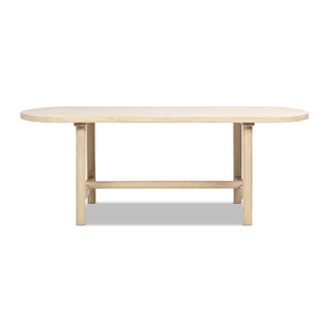 English Elm Milo Oval Reclaimed Pine Dining Table Seats 8 with Cerused Finish Open Stretcher Base B2719P485498