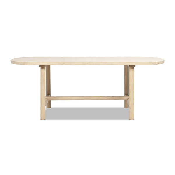 English Elm Milo Oval Reclaimed Pine Dining Table Seats 8 with Cerused Finish Open Stretcher Base B2719P485498